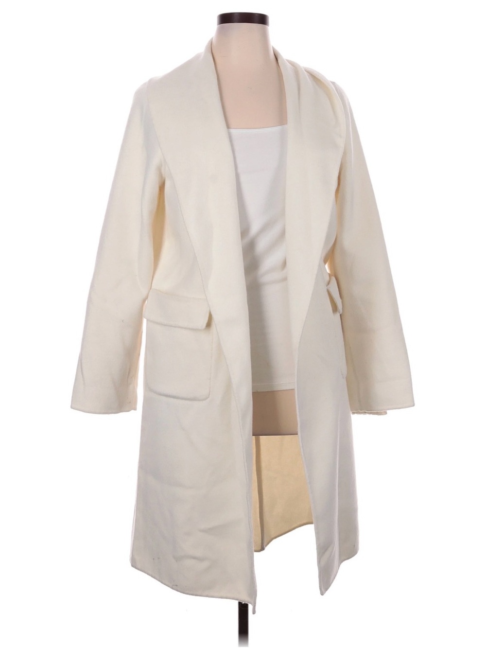 Splendid x Cella Jane Icon Coat Snow Off White Wool Cashmere Blend L